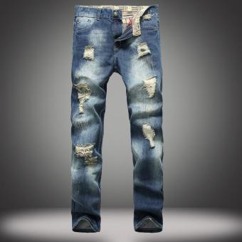 JIEYUHAN Men's Ripped Broken Hole Jeans - intl  