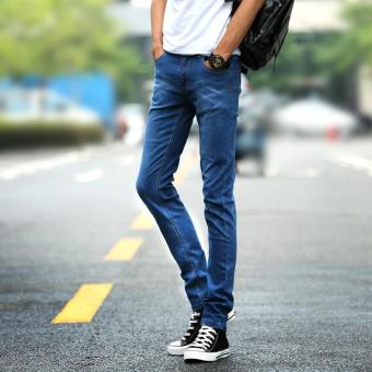 JIEYUHAN Men's Skinny Fit Color Jeans Blue - intl  