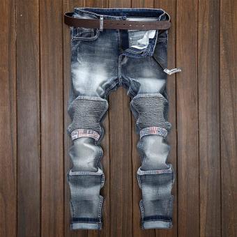 JIEYUHAN Men's Skinny Ripped Destroyed Distressed Slim Fit Denim Jeans - intl  