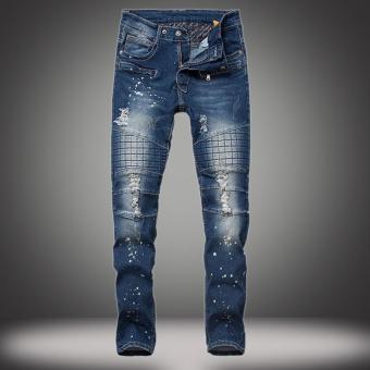 JIEYUHAN Men's Vintage Casual Ripped Broken Hole Jeans Denim Joggers Pants - intl  