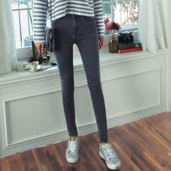 JIEYUHAN Women's Juniors Timeless Low Rise Stretchy Skinny Jeans Grey - intl  