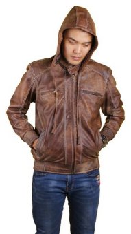 JK Collection Jaket Kulit Coklat Pria JRF005  