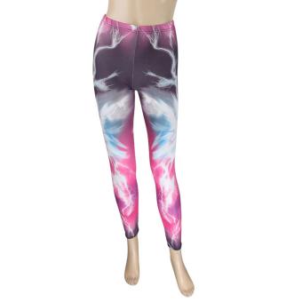 JNTworld Digital Lightning Printed Leggings Pencil Pants Yoga Trousers Casual leggings for Women(Purple) - intl  