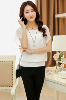 Jo.In Batwing Sleeve O-Neck Chiffon Loose Top Blouse S-XXL (White) - Intl  