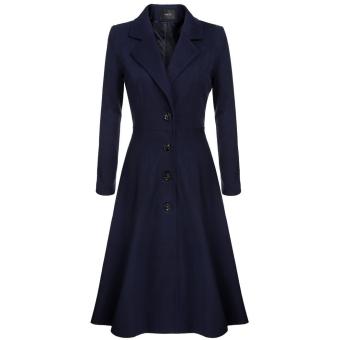 Jo.In Cool Women Lady Solid Single Breasted Extra Long Trench Coat Outerwear Overcoat - intl  