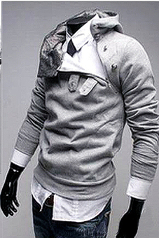 Jo.In Men's Slim Fitted Hoodies Coat Jacket Sweatshirt 4 Color (Gray)(Intl) - intl  