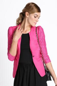 Jo.In New Fashion Jacket Women Lace Suit Casual 3/4 Sleeves Slim Coat Single Button Basic Jacket - intl  