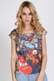 Jo.In New Vintage Summer Women's Short Sleeve Graphic Printed T-Shirt Tee Blouse Tops 2# - Intl  