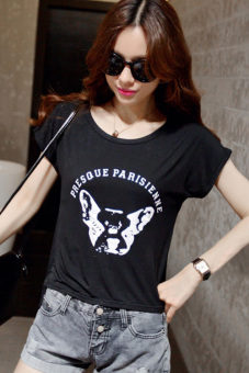 Jo.In Short Sleeve O-Neck Loose Letter Print Graphic Tees T-Shirt M-XL (Black) - Intl  