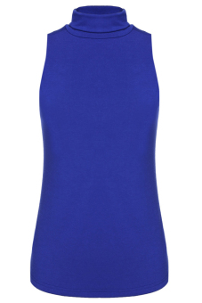 Jo.In Turtle Neck Sleeveless Stretch Blouse Tops S-XL (Blue)  