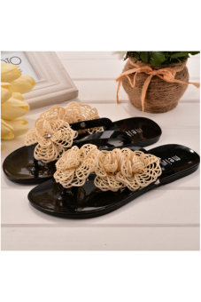 Jo.In Women's Floral Beach Flat Flip Flop Sandals Slippers Shoes (Black) - Intl  