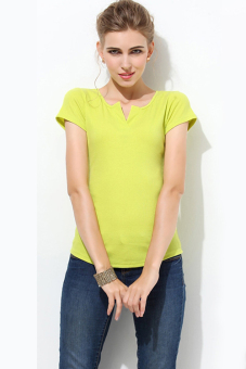 Jo.In Women's V-neck Short Sleeve T-Shirt Tops Blouse S-XL (Green) - Intl  