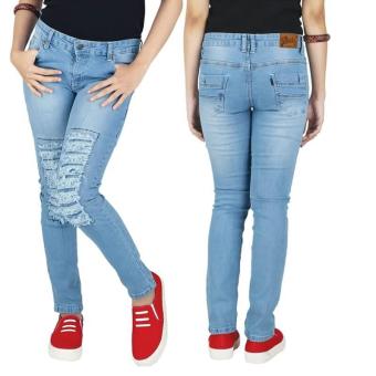 Jual Raindoz | Celana Denim Wanita - RNU 117 | BAHAN : DENIM | WARNA : BIRU(Int:XXL)(OVERSEAS)  