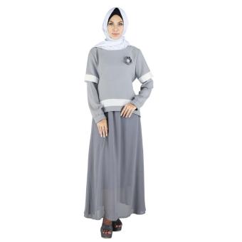 Jual Raindoz | Gamis / Pakaian Muslim Wanita - RIS 045 | BAHAN : COTTON | WARNA : ABU ABU  