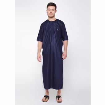 Jubah Arabi - Pakaian Muslim Gamis Pria Lengan Pendek (Navy)  