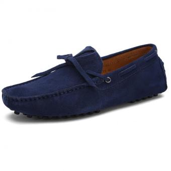 KAILIJIE Men's Casual Suede Leather Outdoor Boat Shoes Driving Moccasins Slip-On Loafers (Dark Blue) - intl  
