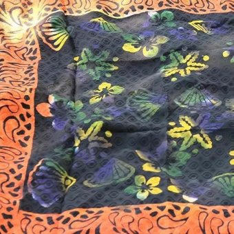 Kain Indonesia - Batik Baron A084 Wastra 200 x 103 cm - Hitam Oranye  