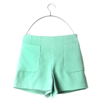 Kakuu Basic Korea High Waist Short Pants - Biru Muda  