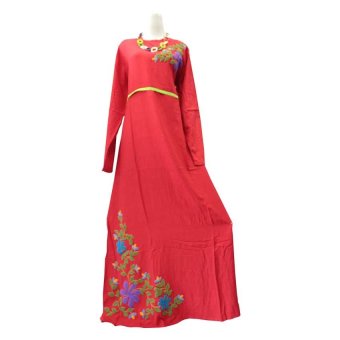 Kampung Souvenir - Gamis Orchid Bordir Timbul Red  