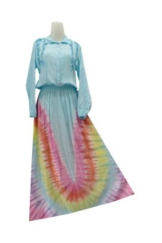 Kampung Souvenir - Gamis Tie Dye Berkerah - Biru  