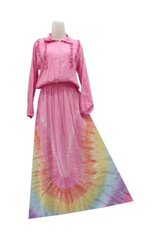 Kampung Souvenir - Gamis Tie Dye Berkerah - Pink  