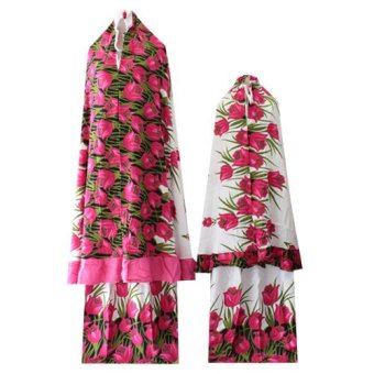 Kampung Souvenir - Mukena Couple Rempel - Pink Flowers  