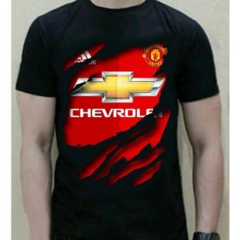 Kaos Katun Pria 3D Manchester United T-Shirt warna hitam  