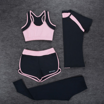 Kebugaran Musim Gugur Dan Dingin Pakaian Yoga Empat Profesional Baju Cepat Kering (Lengan pendek abu
