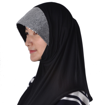 Keffiyeh Scarf Wrap Paillette Ornament Turban Black - intl  