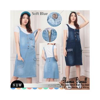 Kembar Mini Dress Overall Narnia Biru Tua (Free Inner)  