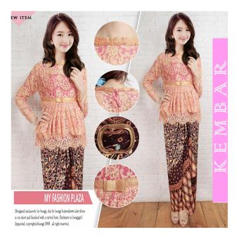 Kembar New Stelan Kebaya Brukat Orange Muda ( Free Inner)  