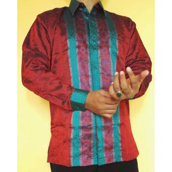 Kemeja Tenun Troso Baron Premium Class Asli Handmade - Merah  