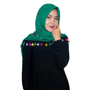 Kita Hijab Parisku Jilbab Segiempat Parisku Square 0401003 Motif Polos Tassel Sea Green  