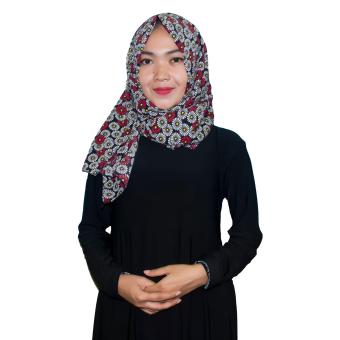 Kita Hijab Pasmina Sifon 0151002 Motif Umbrella Flower Hitam  