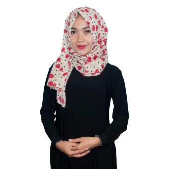 Kita Hijab Pasmina Sifon 0151003 Motif Umbrella Flower Krem  
