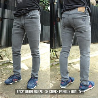 KOF Celana jeans model skiny fit pria keren - ( Abu )  