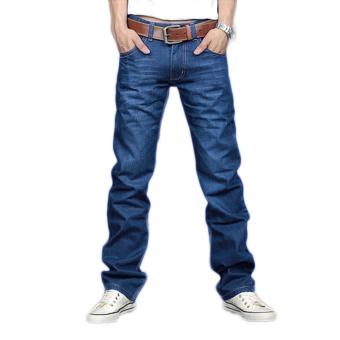 Korea Men Slim Fit Classic Jeans Trousers New Straight Leg Blue Size (Blue) - intl  
