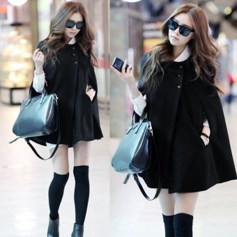 Korea Women Charming Winter Casual Cloak Coat Cape Poncho Wool Warm Jacket New - intl  