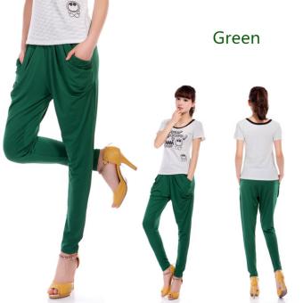 Korean Fashion Pants Candy Color Leggings Spring Women Thin Section Nine Points Harlan Pants (Green) - intl  