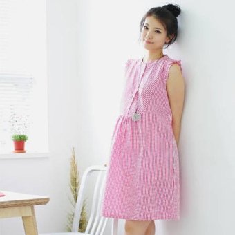 Korean Fashion Sleeveless Long Maternity Dress For Pregnant Woman (pink) - intl  