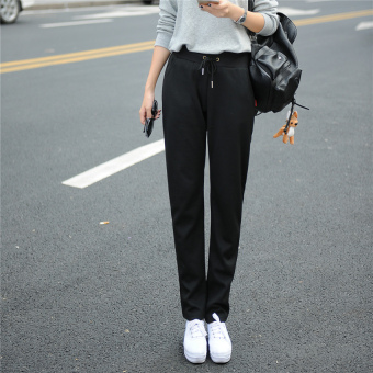 Korean Fashion Women's Long Harem Casual Pencil Pants Sports Sweatpants HSPANT010 Black - intl  