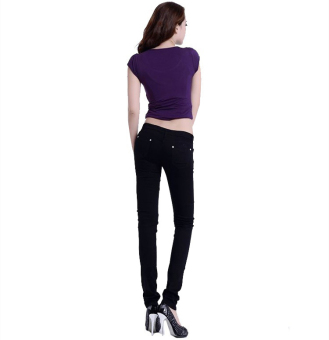 Korean Style Women's Skinny Long Pencil Pants Candy Color Casual Chinos HPT057 Black - intl  