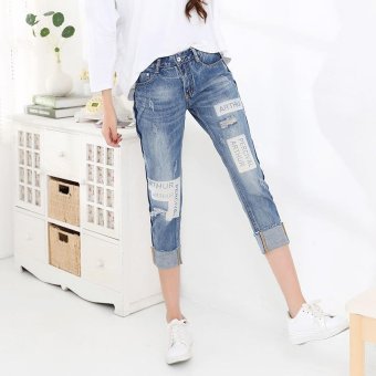 Korean version of the hole jeans ladies summer pants were thin loose Harlan 7 points beggars jeans - intl  