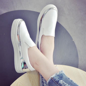 Korean version of the new round flat shoes casual shoes white sport shoes for women - intl  