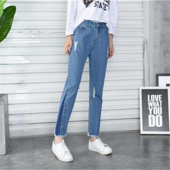 Korean Women Jeans Pants Tassels Trangle Design Femme Trousers Harem Pants Jean Female 2017 New Fashion - intl  