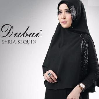 Krudung Hijab Khimar Dubai Sequin Diamond Premium Hitam  