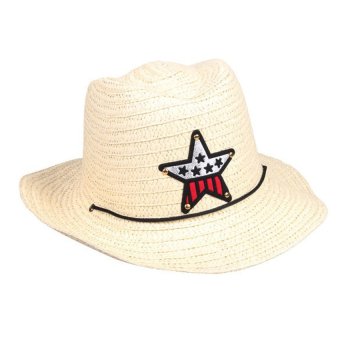 KUNPENG Boy Girl Straw Braid Cowboy Sun Hat Cap Star Applique TopeeVentilated  