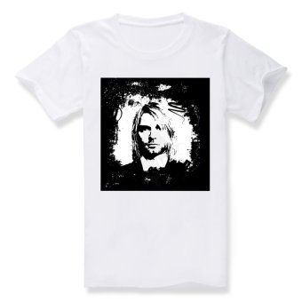 Kurt Cobain Nirvana Grunge Punk Rock Roll Cotton Soft Men Short Sleeve T-Shirt (White) 0143-1    