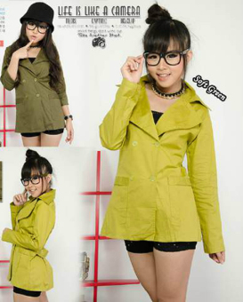 kyoko fashion coat green-(soft green)  