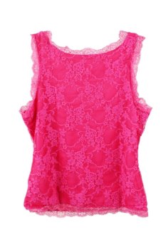 Lace See-Through Vest Tops (Pink)  